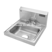 Stainless Steel Hand Wash Sink with tap holes, Splash Mounted NSF Commercial Hand Wash Sink for Catering