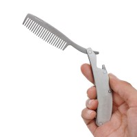 Wholesale Antistatic Pocket portable Comb Custom Folding Stainless Steel Beard Comb